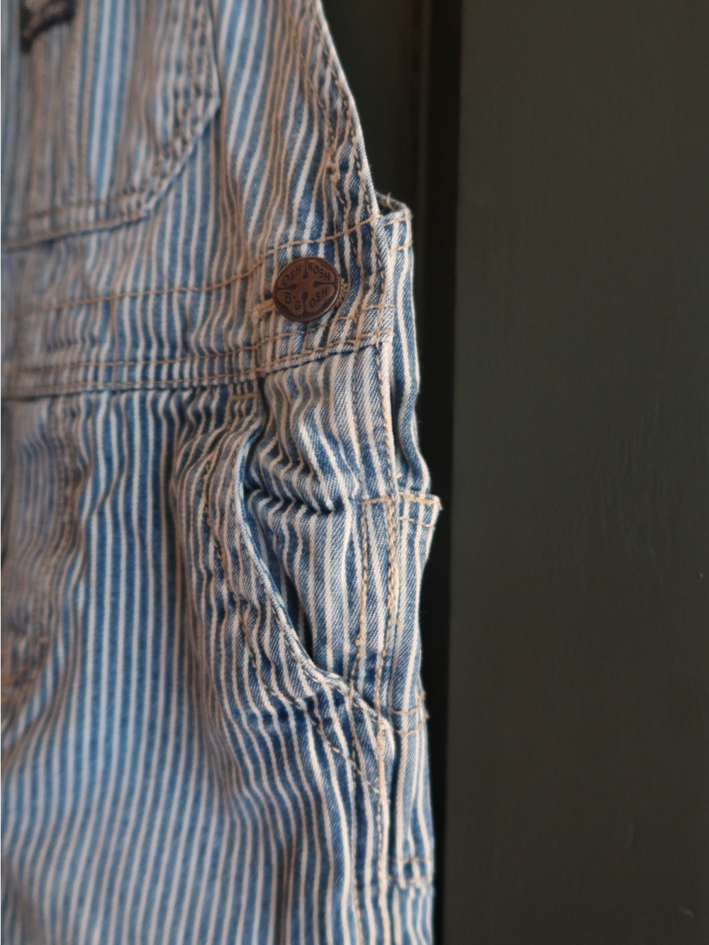 OshKosh B'gosh Navy and White Pinstripe Overalls - Picture 5 of 6
